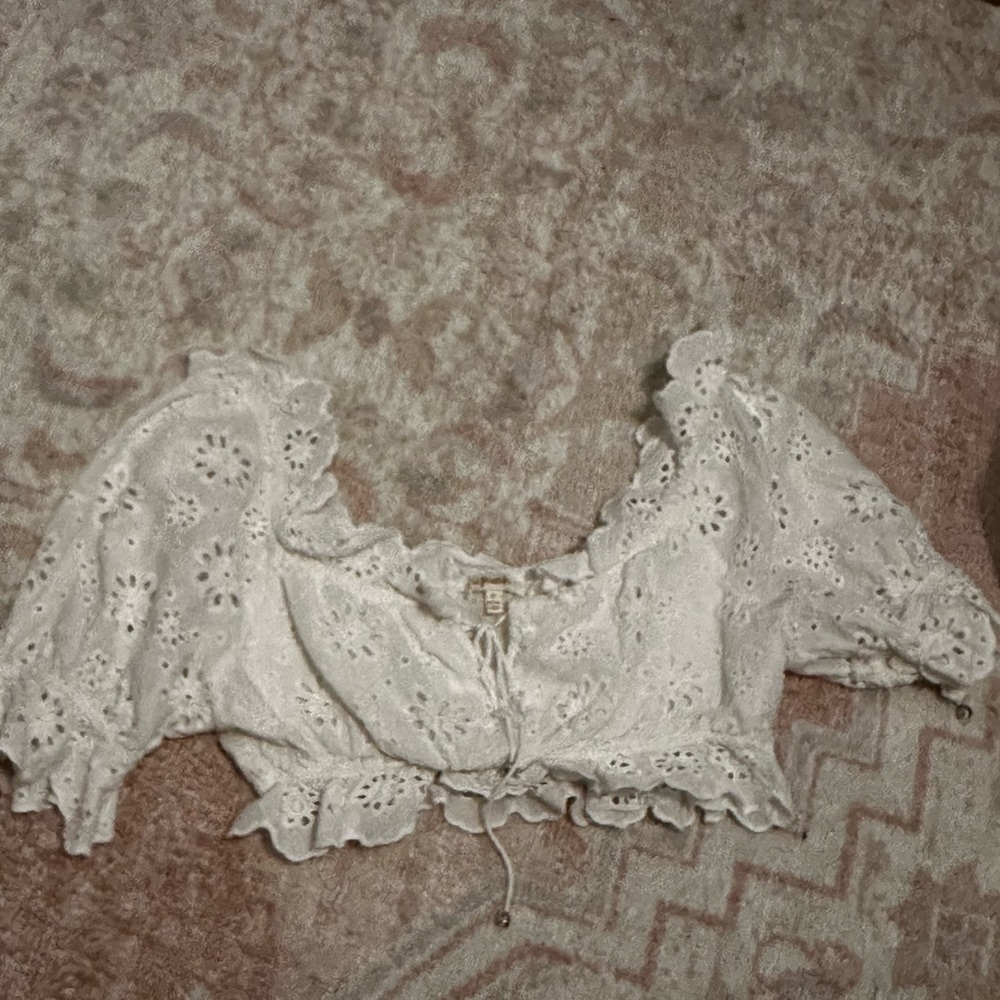 White eyelet crop top